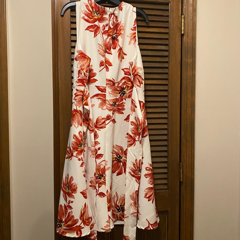 Lane Bryant Red-flowers short dress